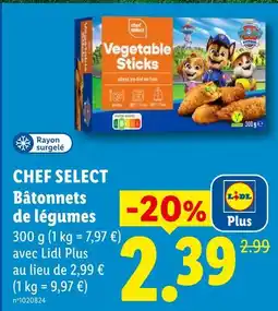 Lidl Chef select bâtonnets de légumes offre
