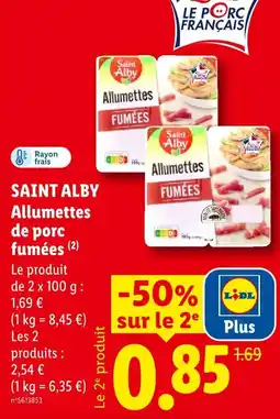 Lidl Saint alby allumettes de porc fumées offre