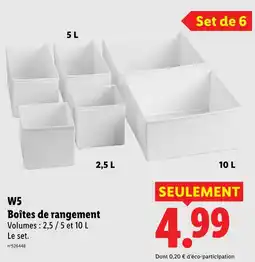 Lidl W5 boîtes de rangement offre