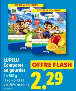 Lidl Lupilu compotes en gourdes offre