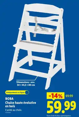 Lidl Roba chaise haute évolutive en bois offre
