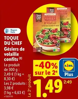Lidl Toque du chef gésiers de volaille confits offre