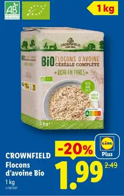Lidl Crownfield flocons d'avoine bio offre