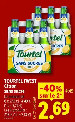 Lidl Tourtel twist citron sans sucre offre