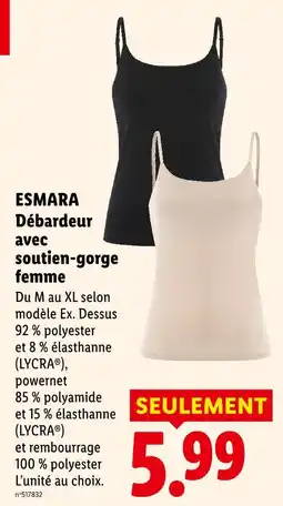 Lidl Esmara débardeur avec soutien-gorge femme offre