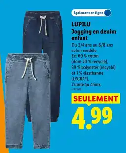Lidl Lupilu jogging en denim enfant offre