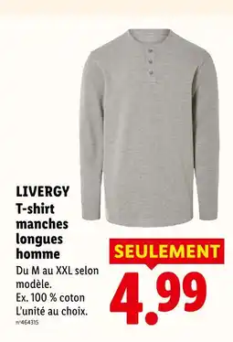 Lidl Livergy t-shirt manches longues homme offre
