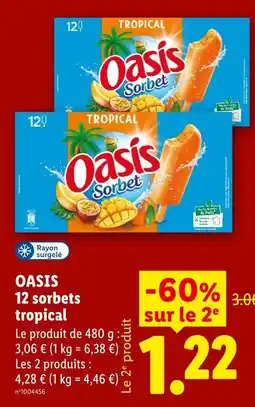 Lidl Oasis 12 sorbets tropical offre