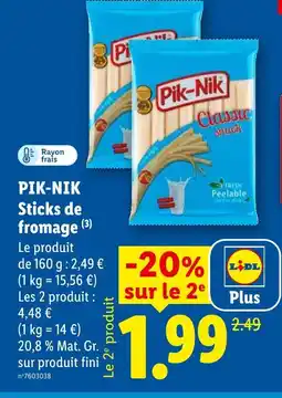 Lidl Pik-nik sticks de fromage offre