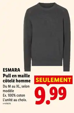 Lidl Esmara pull en maille côtelé homme offre
