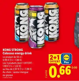 Lidl Kong strong colossus energy drink saveur mangue offre