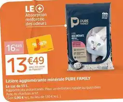 Jardiland Pure family - litière agglomérante minérale offre