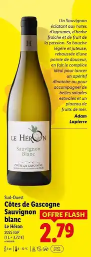Lidl Côtes de gascogne sauvignon blanc le heron offre