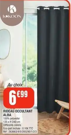 La Foir'Fouille Kokoon - rideau occultant alba offre