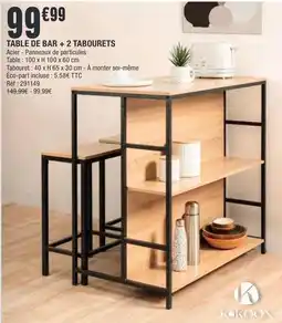 La Foir'Fouille Kokoon - table de bar + 2 tabourets offre