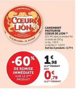 Hyper U Coeur de lion - camembert pasteurise offre