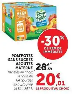 Hyper U Materne - pom'potes sans sucres ajoutes offre