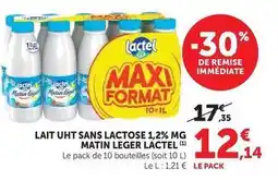Hyper U Lactel - lait uht sans lactose matin leger offre