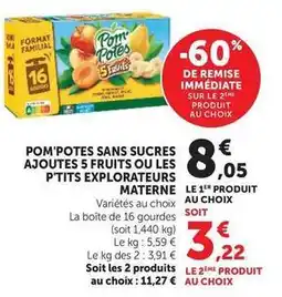 Hyper U Materne - pom'potes sans sucres ajoutes 5 fruits offre