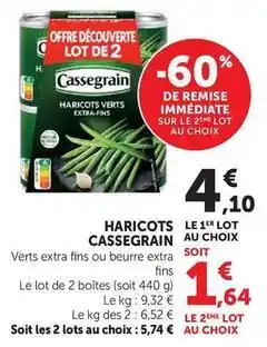 Hyper U Cassegrain - haricots verts extra fins offre