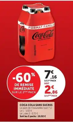 Hyper U Coca cola - sans sucres offre