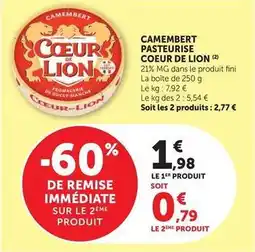 U Express Coeur de lion - camembert pasteurise offre