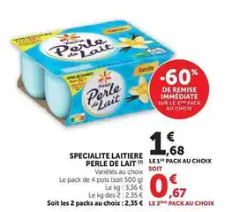U Express Yoplait - specialite laitiere perle de lait offre