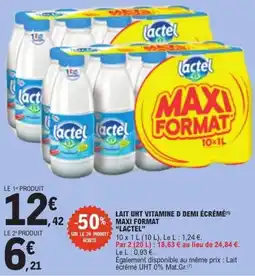 E.Leclerc lactel LAIT UHT VITAMINE D DEMI ÉCRÉMÉ offre