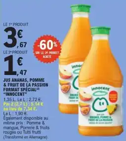 E.Leclerc Innocent Jus ananas, pomme & fruit de la passion format spécial offre