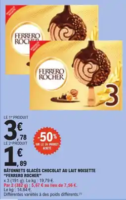 E.Leclerc Ferrero rocher bâtonnets glacés chocolat au lait noisette offre