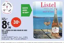 E.Leclerc Listel IGP TERRES DU MIDI GRAIN DE GRIS VIN ROSÉ offre
