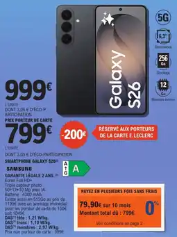 E.Leclerc Espace Culturel SAMSUNG SMARTPHONE GALAXY S26 offre