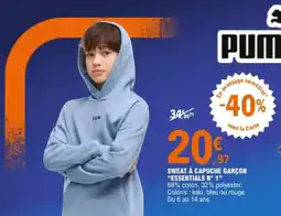 E.Leclerc Sport PUMA SWEAT À CAPUCHE GARÇON offre