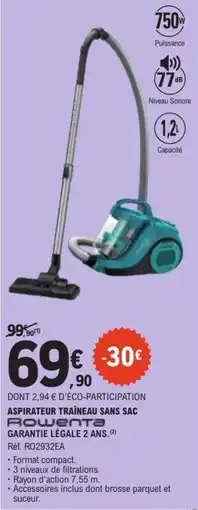 E.Leclerc Rowenta Aspirateur traîneau sans sac offre