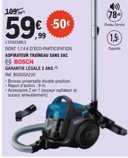 E.Leclerc BOSCH ASPIRATEUR TRAÎNEAU SANS SAC offre