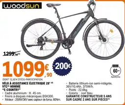 E.Leclerc Sport woodsun VÉLO À ASSISTANCE ÉLECTRIQUE 28' VTC HOMME "E-COUNTRY" offre