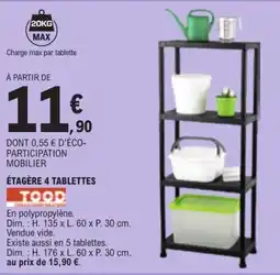 E.Leclerc TOOD ÉTAGÈRE 4 TABLETTES offre