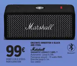 E.Leclerc Espace Culturel Marshall ENCEINTE EMBERTON II BLACK AND STEEL offre