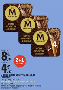 E.Leclerc MAGNUM CÔNE NOISETTE & CHOCOLAT offre