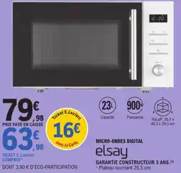 E.Leclerc elsay MICRO-ONDES DIGITAL offre