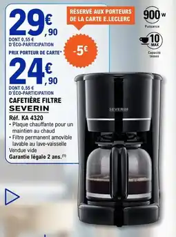 E.Leclerc SEVERIN CAFETIÈRE FILTRE offre