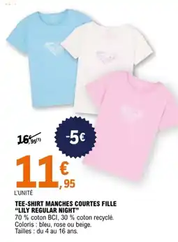 E.Leclerc Sport LILY REGULAR NIGHT TEE-SHIRT MANCHES COURTES FILLE offre