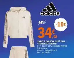 E.Leclerc Sport adidas SWEAT À CAPUCHE ZIPPÉ FILLE offre