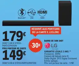 E.Leclerc Espace Culturel LG BARRE DE SON S40T offre