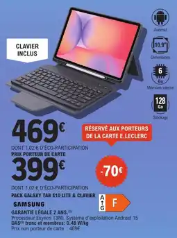 E.Leclerc Espace Culturel SAMSUNG GALAXY TAB S10 LITE offre