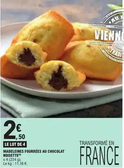 E.Leclerc MADELEINES FOURRÉES AU CHOCOLAT NOISETTE offre