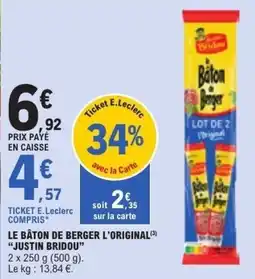 E.Leclerc Justin Bridou Le Bâton de Berger L'Original offre