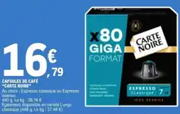 E.Leclerc CARTE NOIRE CAPSULES DE CAFÉ offre