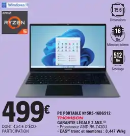 E.Leclerc THOMSON PC PORTABLE N15R5-16DG512 offre