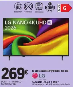 E.Leclerc LG TV LED 43NU8E offre